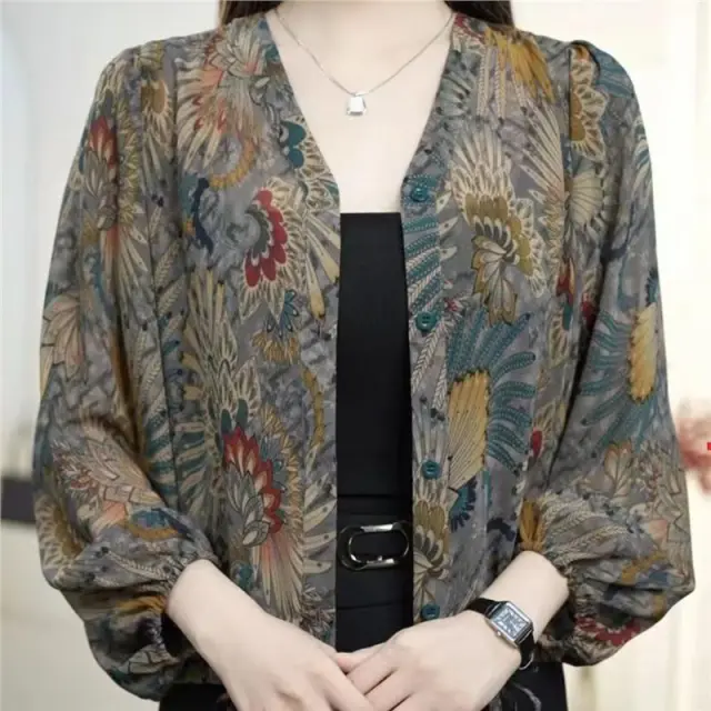 Fashionable Floral Shirt Women's Printed Thin Coat Color - Shop at LoveMi