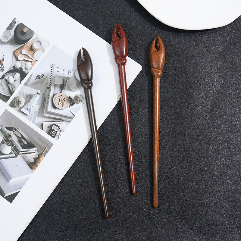 Wooden Women's Chinese Style Headdress Animal Hairpin 11