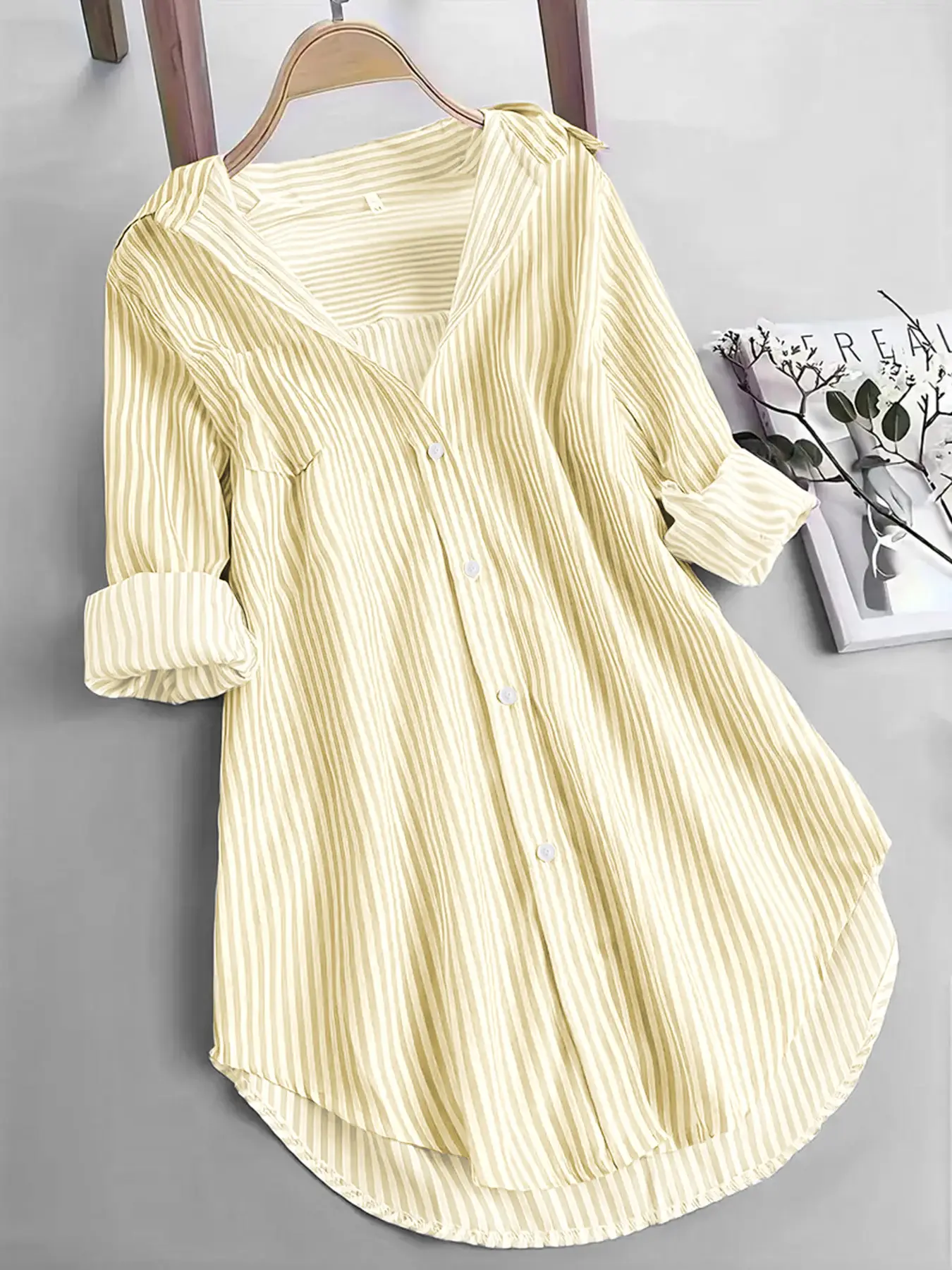 Classic Striped Top Relaxed-fit Long-sleeve Shirt