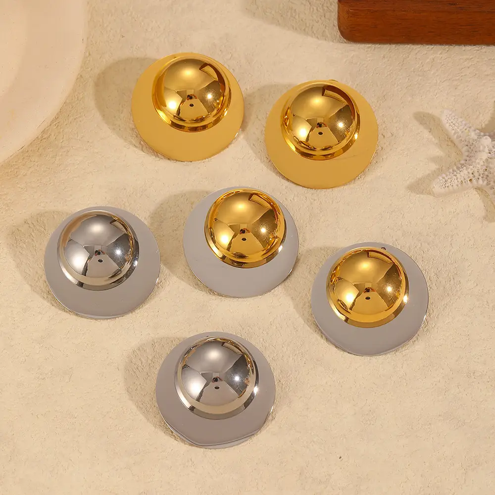 Disc Two Colors Titanium Steel Ear Studs Female