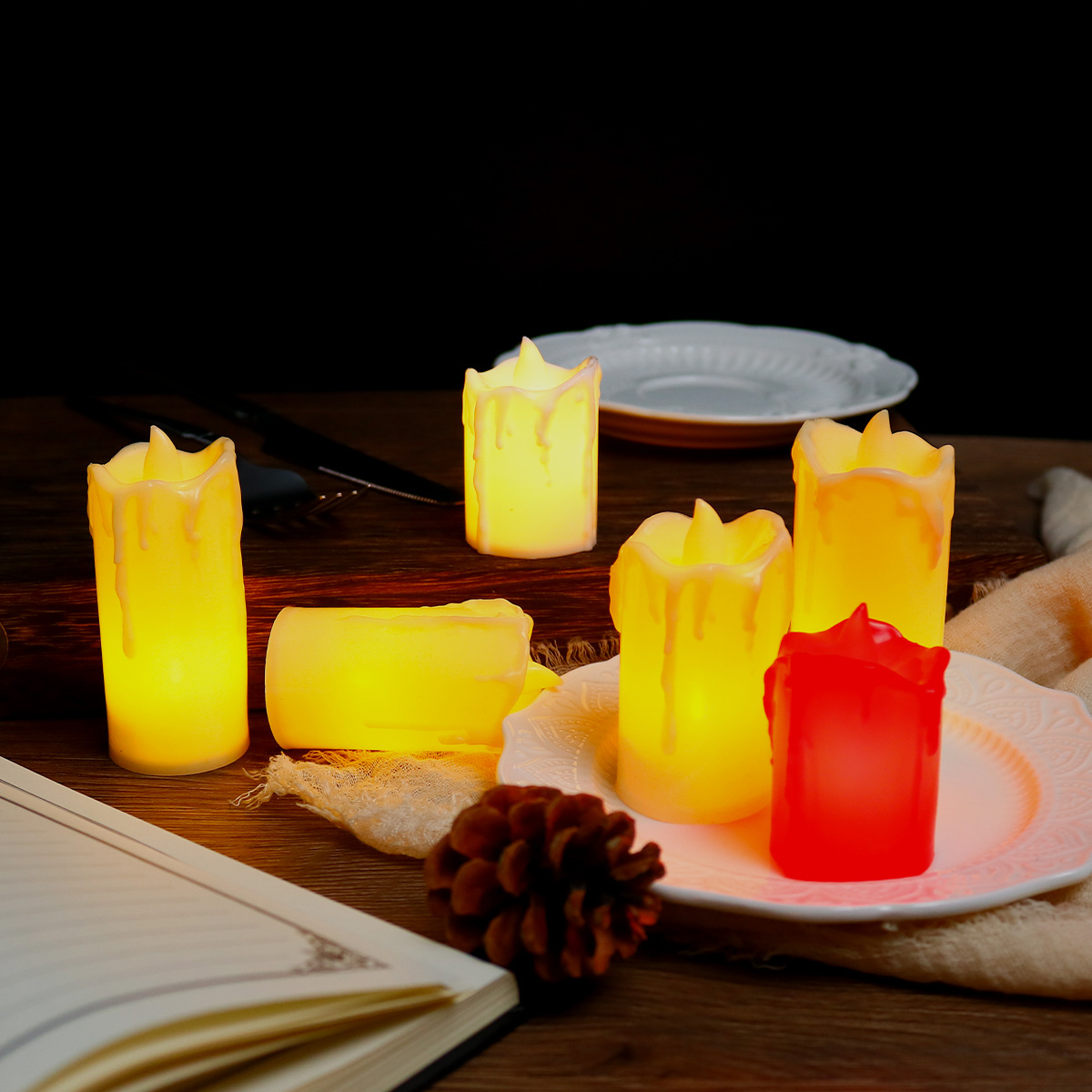 LED Electronic Simulation Tear Wave Mouth Candle Light