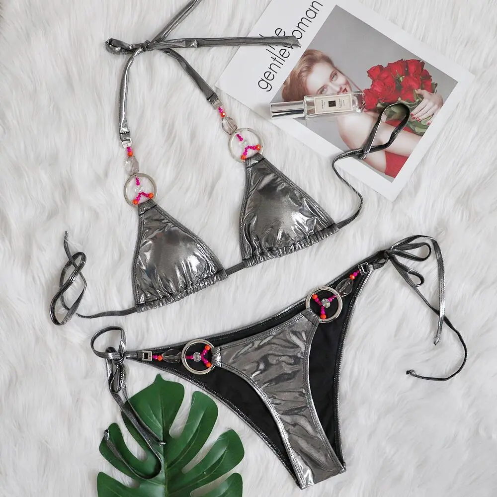 Women's Bikini Hot Silver Split Swimsuit - Silver