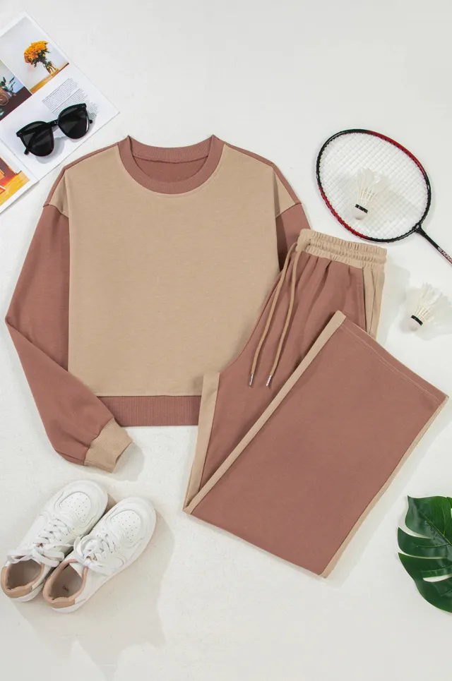 Women's Fashion Sports And Leisure Color Matching Suit Camel - Shop at LoveMi
