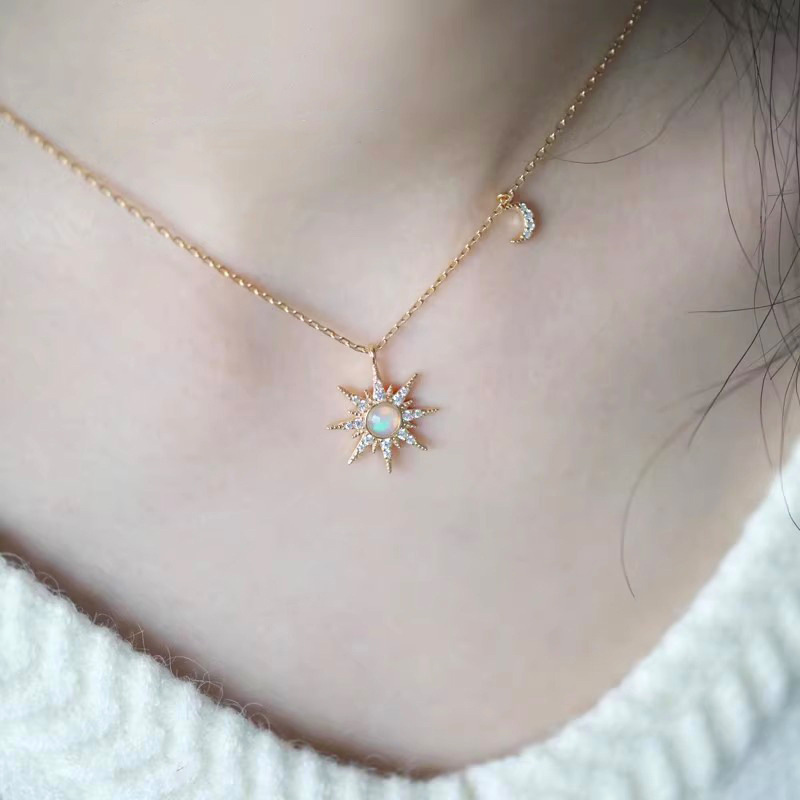 Sparkling Eight-Point Star Zircon Necklace For Women Elegant Light Luxury Style