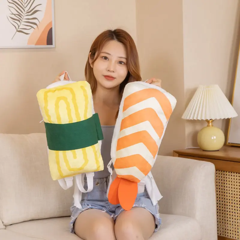 Shrimp Sushi Plush Toy Children Backpack Messenger