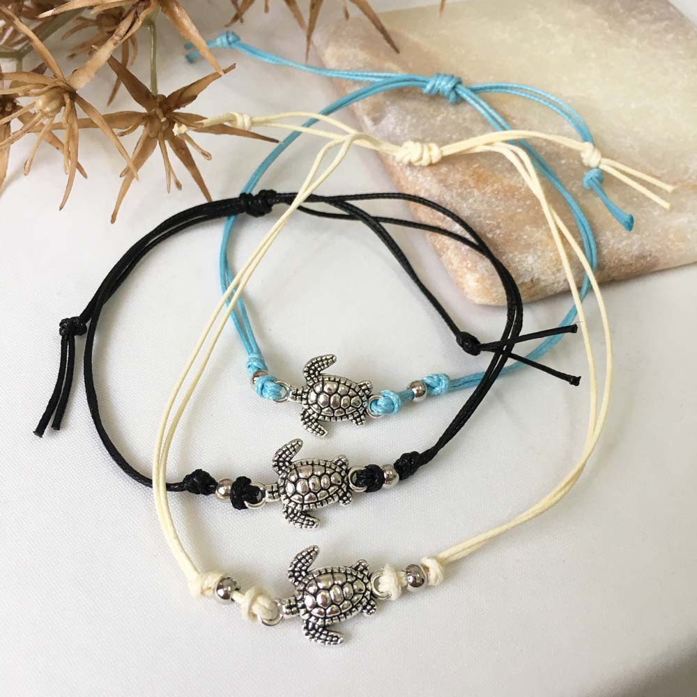Fashionable Braided Rope Turtle Pendant Anklet For Women