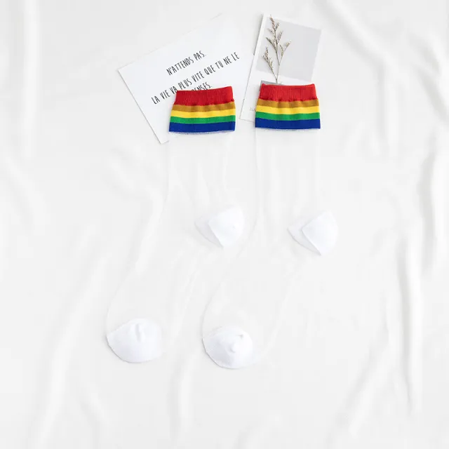 Women's Fashionable Breathable Cotton Bottom Tube Socks Rainbow Socks - Shop at LoveMi