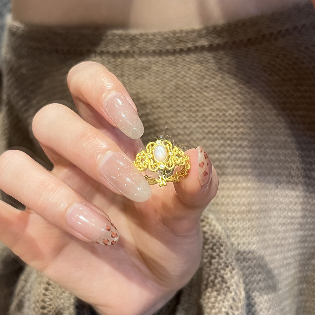 New Chinese Style Micro Rhinestone Gold Lace Ring
