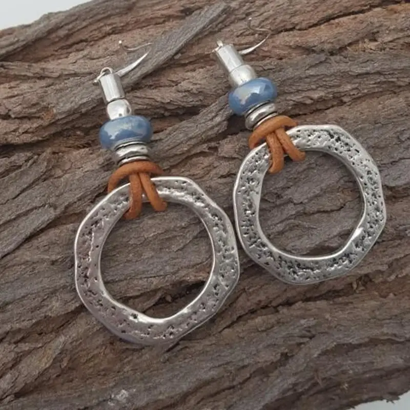 Artistic Circle Blue Retro Simple Earrings