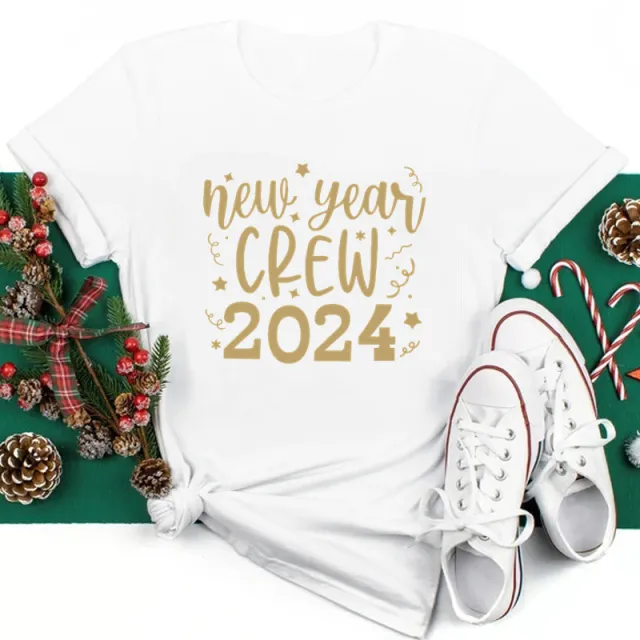 New Year Christmas Plus Size Round Neck Short Sleeve T shirt Eg1458 - Shop at LoveMi