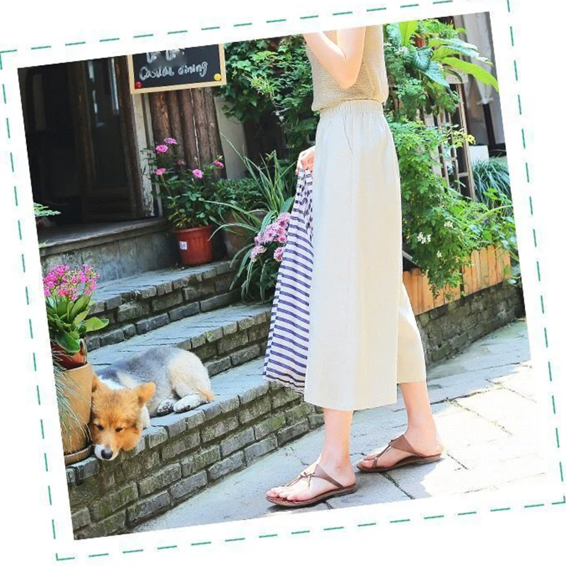 Title 8, Womens cotton and linen wide leg pants, thin l...