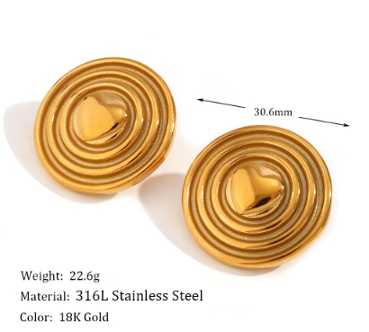 Retro High Class Elegant Stud Earrings Stainless Steel Women