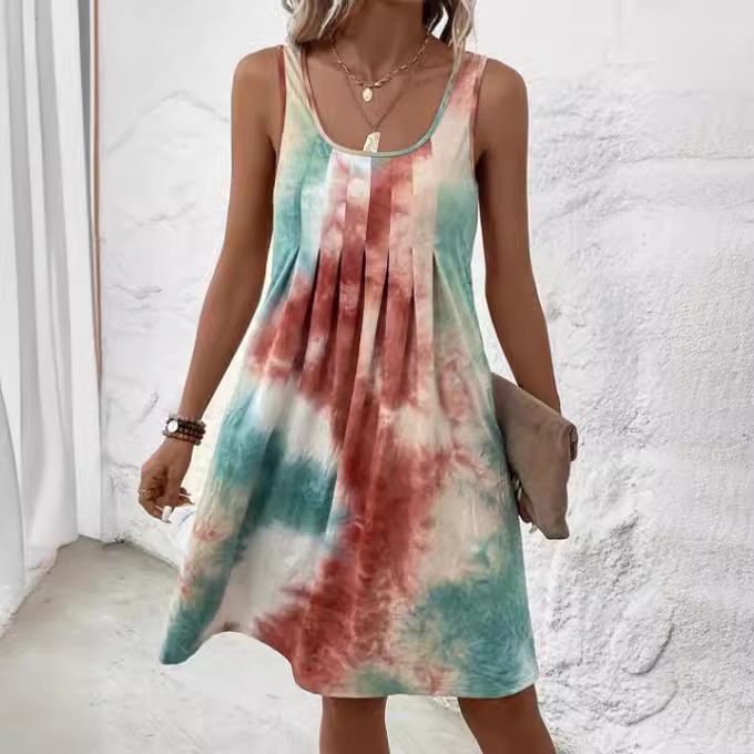 Women's Fashion Casual All-match Deep U-neck Dress