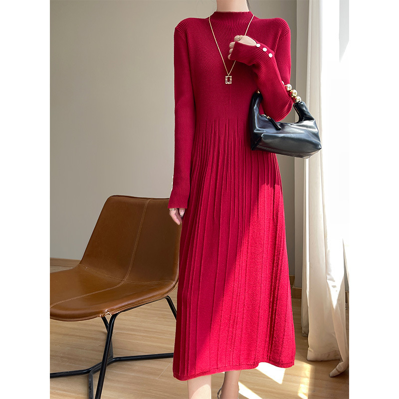 Womens Casual Solid color Minimalist Dress Wine - Shop at LoveMi