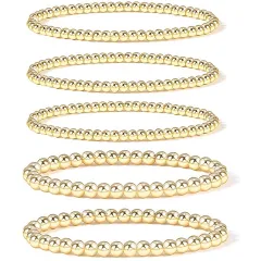 Beach Style Geometric CCB Elastic Bracelet Simple All-match - Gold 5 Piece - View 1