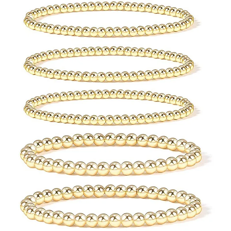 Beach Style Geometric CCB Elastic Bracelet Simple All-match - Gold 5 Piece
