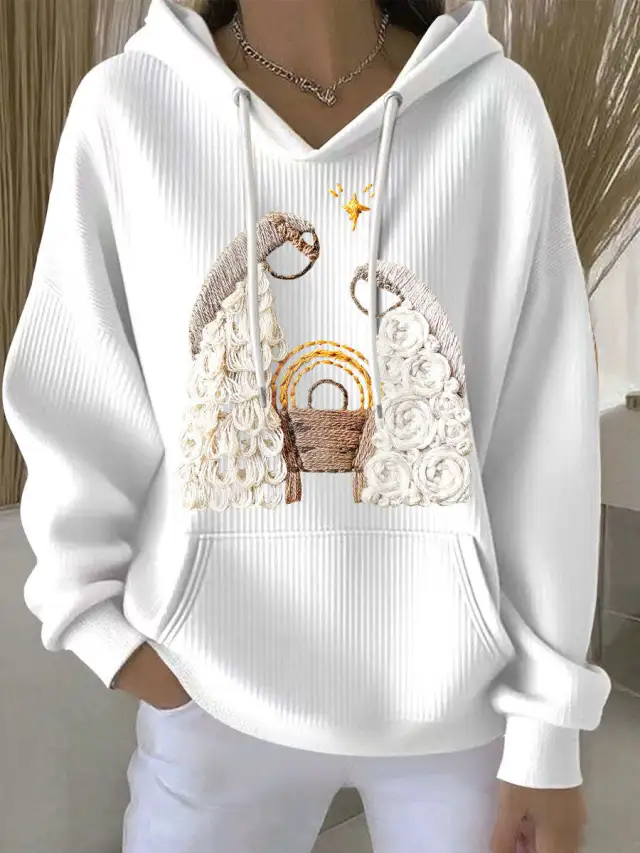 Women's Casual Loose Fashion Waffle Round Neck Sweatshirt Yhwy111803 - Shop at LoveMi