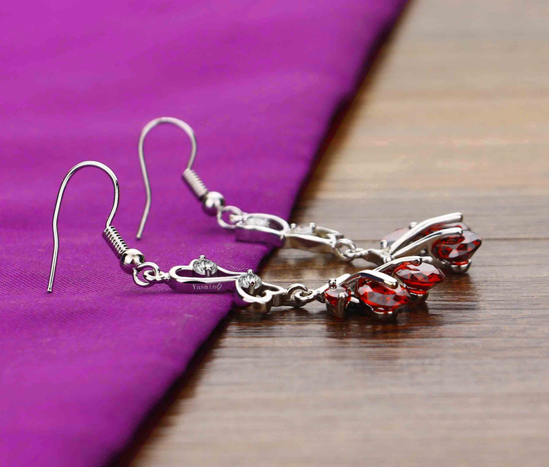 Title 3, Long Tassel Cherry Love Red Zircon Earrings