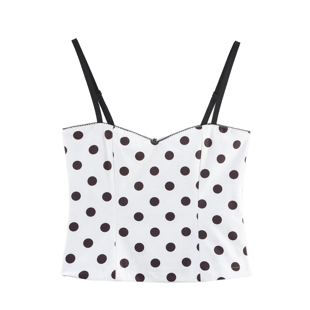 Summer European And American Style Polka Dot Corset Strap Top - Picture Color-L
