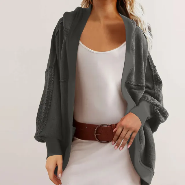 Women's Hooded Temperament Commute Loose Sweater Dark Gray - Shop at LoveMi