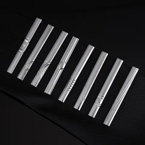 Men's Formal Wear Business Silver Simple Fashion Short Tie
