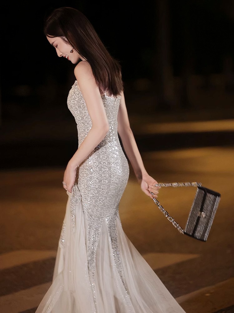 Sequin Fishtail Evening Dress, picture 3 of 8