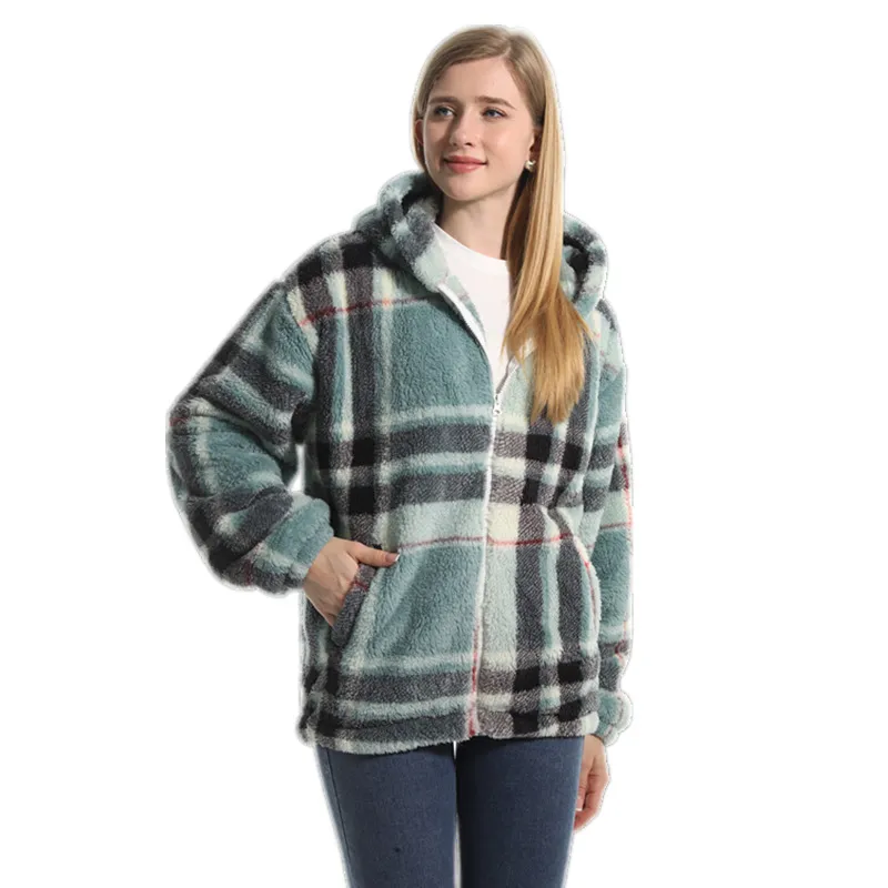 Fleece-lined Thickened Hooded Jacket - Plaid-Xl Size 170 210Kg