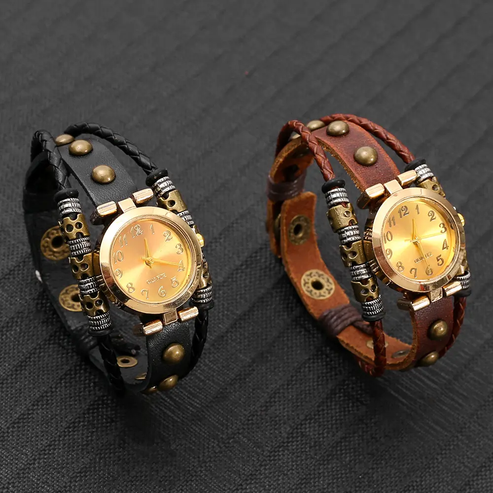 Vintage Leather Bracelet Watch