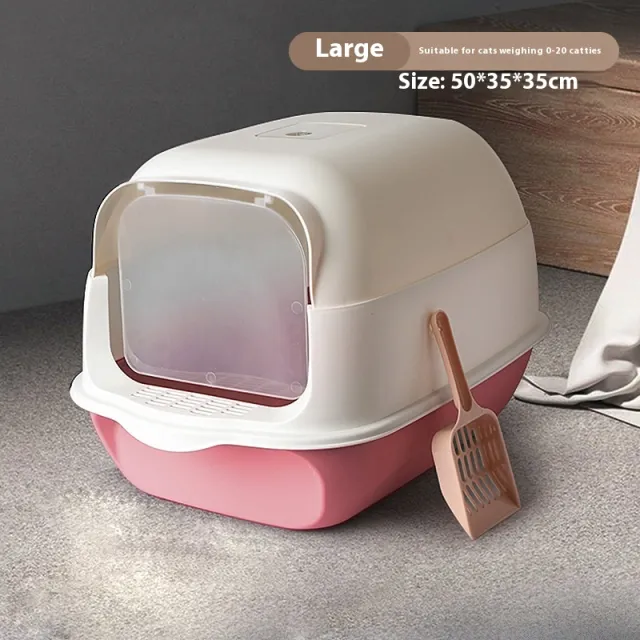 Litter Box Fully Enclosed Cat Toilet Pink - Shop at LoveMi