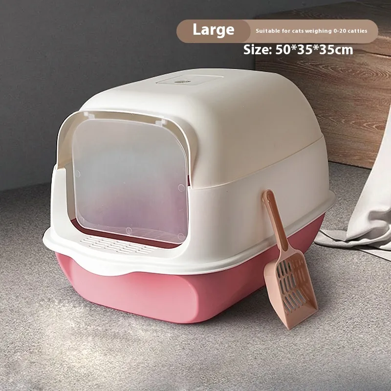 Litter Box Fully Enclosed Cat Toilet - Pink