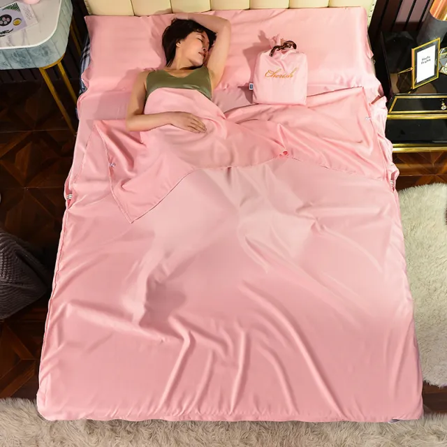 Tencel Modal Solid Color Double Travel Sleeping Bag Pink Jade Sleeping Bag - Shop at LoveMi