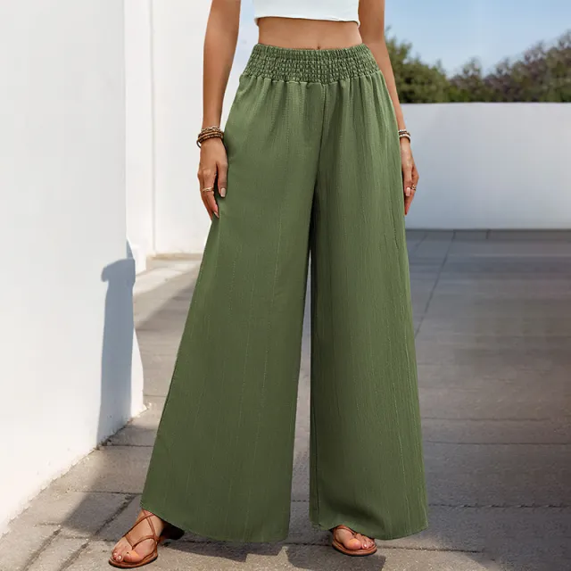 Green Casual Wide leg Pants For Women Army Green - Shop at LoveMi