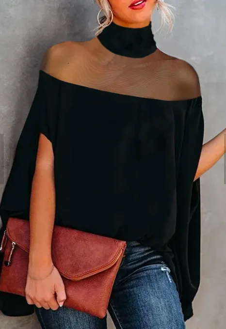 Four Seasons Off the shoulder Crossbody Top Black - Shop at LoveMi