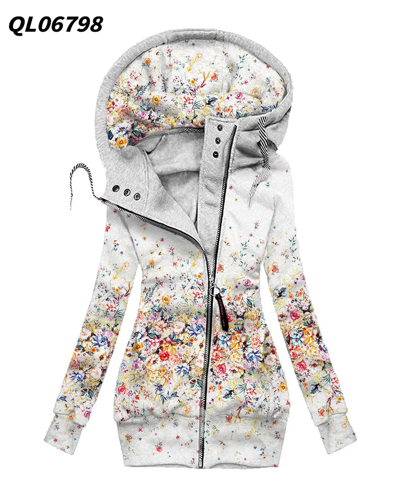 Women's Long-sleeved Zip Hoodie - 5 B941