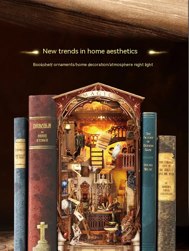 Whale Air Diy Cottage Magic World 3d Stereo Hand-assembled Book Stand Desktop Model Toy For Holiday Gift