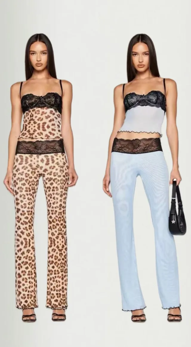 Women's SpringSummer New Mesh Bandeau Sling Trousers Blue - Shop at LoveMi