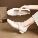 Elegant Chinese-style Tang Suit Womens Shoes Printed Square-toe Beaded Pumps view 6