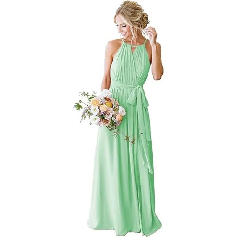 European And American Style Women Strap Chiffon Bridesmaid Dress Long - Picture Color 14-Ussize12