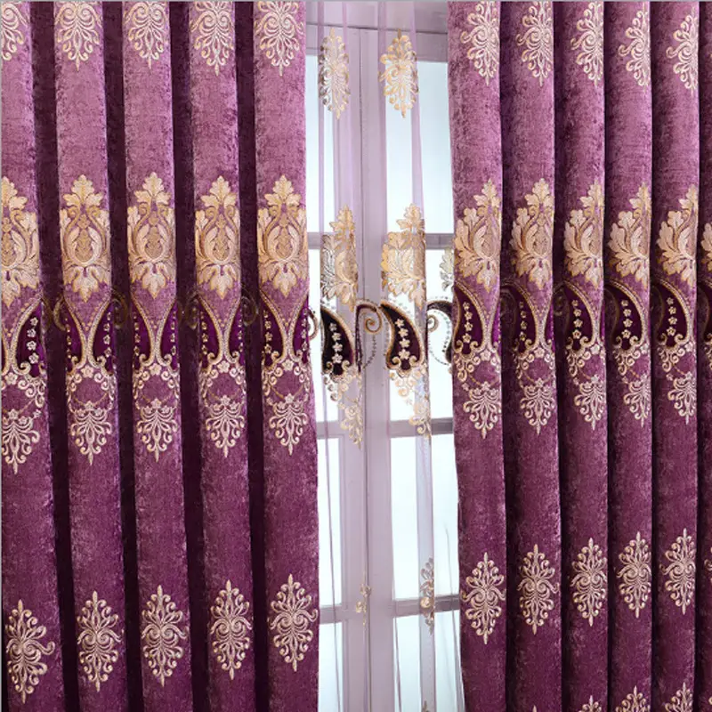 Chenille Embroidery Sunshade Curtain Fabric For Bedroom And Living Room