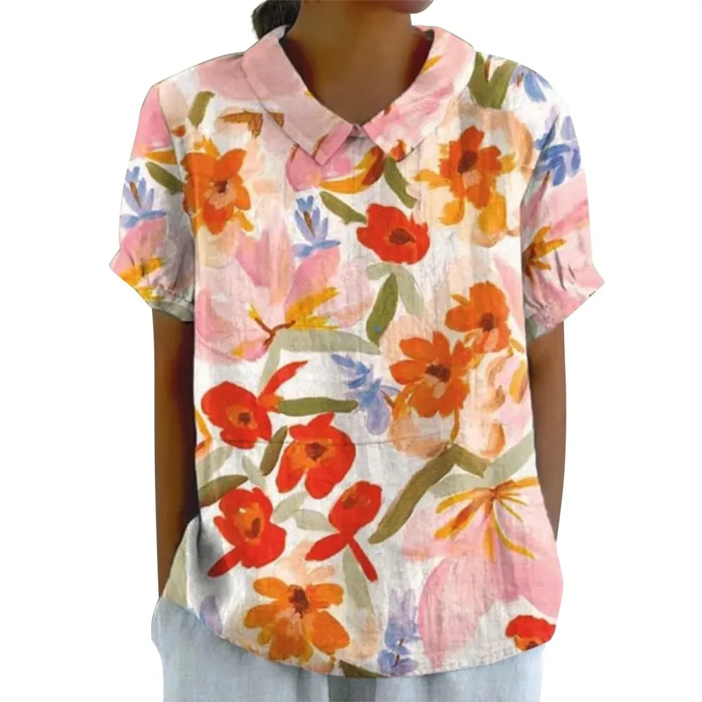 Women's Creative Retro Floral Cute Short-sleeved T-shirt - 4 Models D758