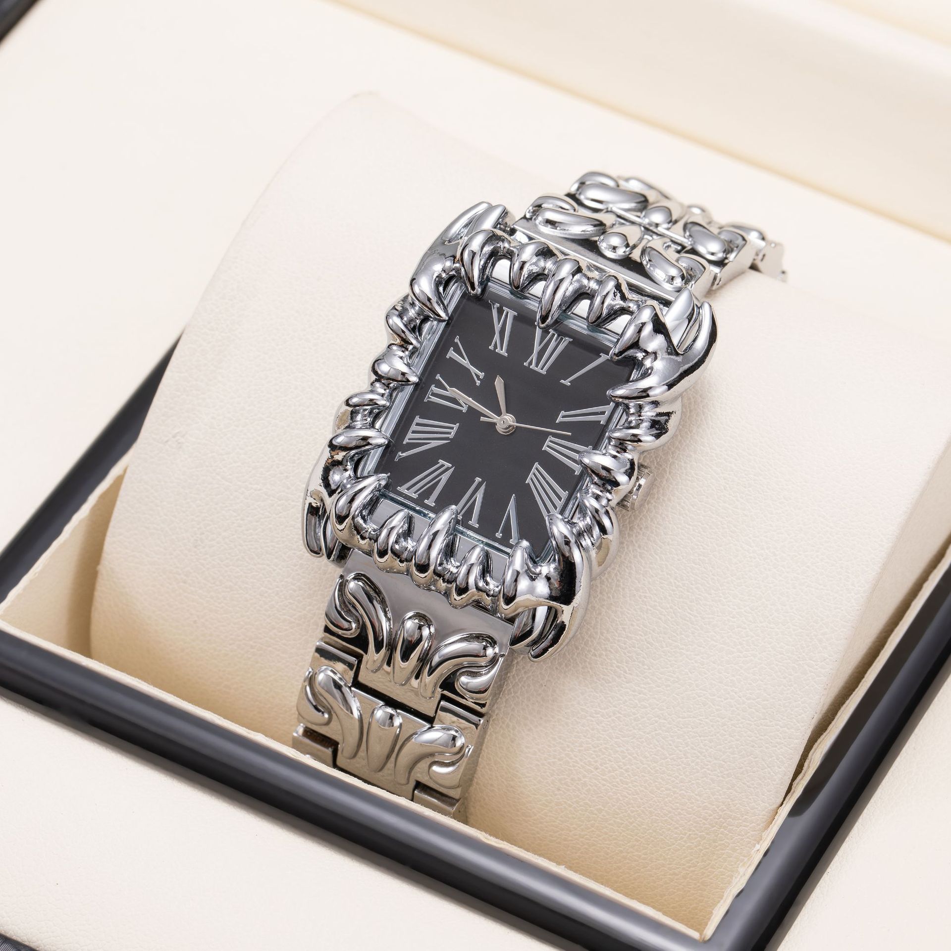 European And American Style Retro Personalized Embossed Irregular Shaped Pointed Claw Mens Watch 8