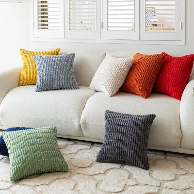Simple Wheat Ear Corduroy Home Pillow