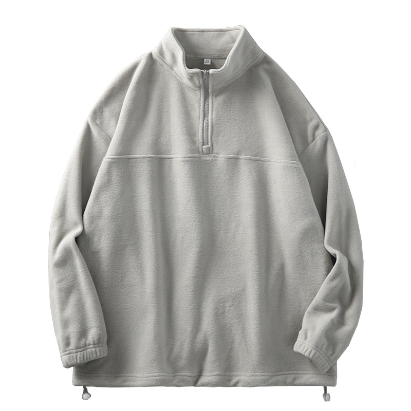 American Polar Fleece Casual Sweatshirt Loose Bottoming Shirt Long Sleeve Half Zipper Jacket