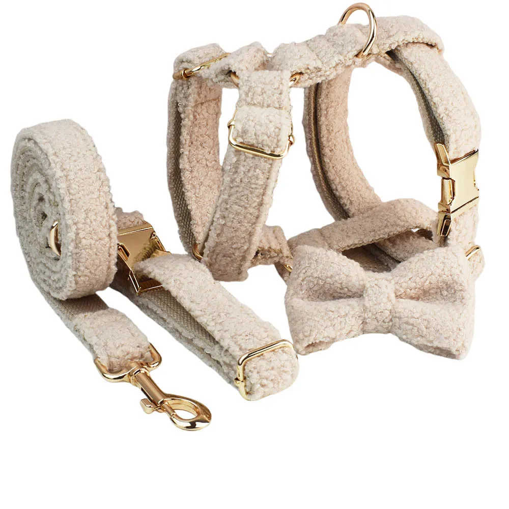 Creative And Minimalist Cream Style Pet Collar And Harness - Four Piece Set