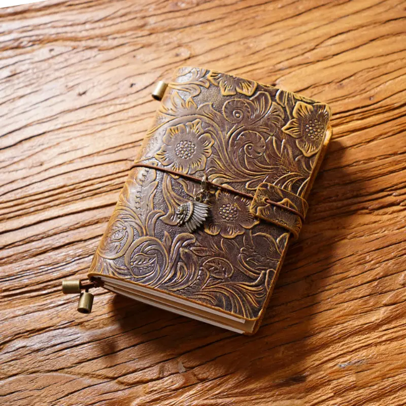 Creative Vintage Engraving Cowhide Travel Notepad