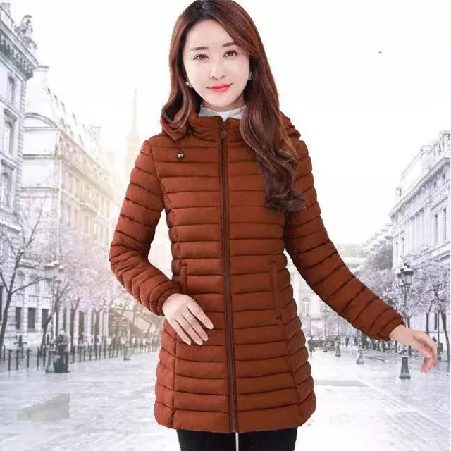 Autumn And Winter Lightweight Cotton Coat Women's Mid length Caramel 5Xl - Shop at LoveMi