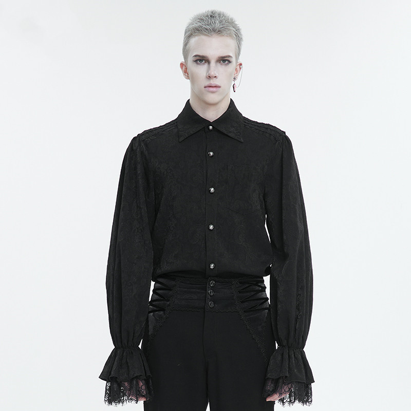 Men's Ruffled Gothic Long Sleeved Shirt