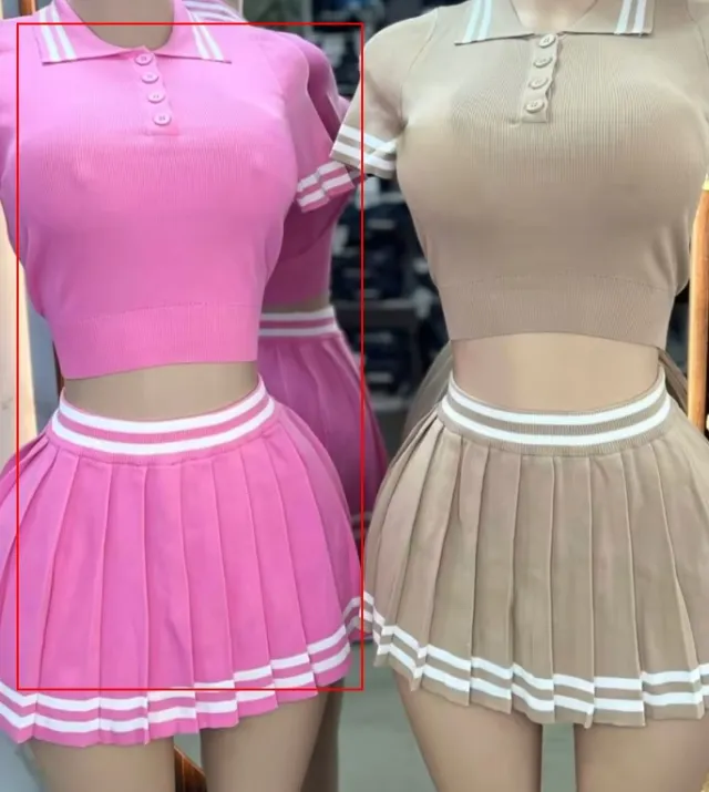 Casual Set Trendy Tops Pleated Skirt Two piece Set Pink - Shop at LoveMi