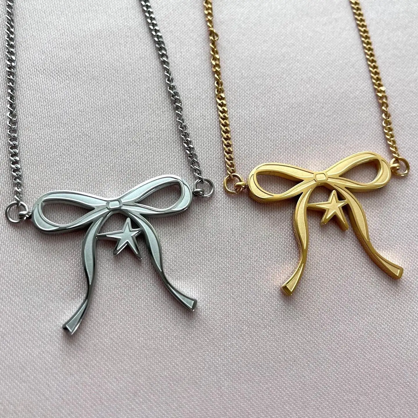 Double-sided Dripping XINGX Bowknot Necklace Gentleman Bow Tie Color Retaining Earrings