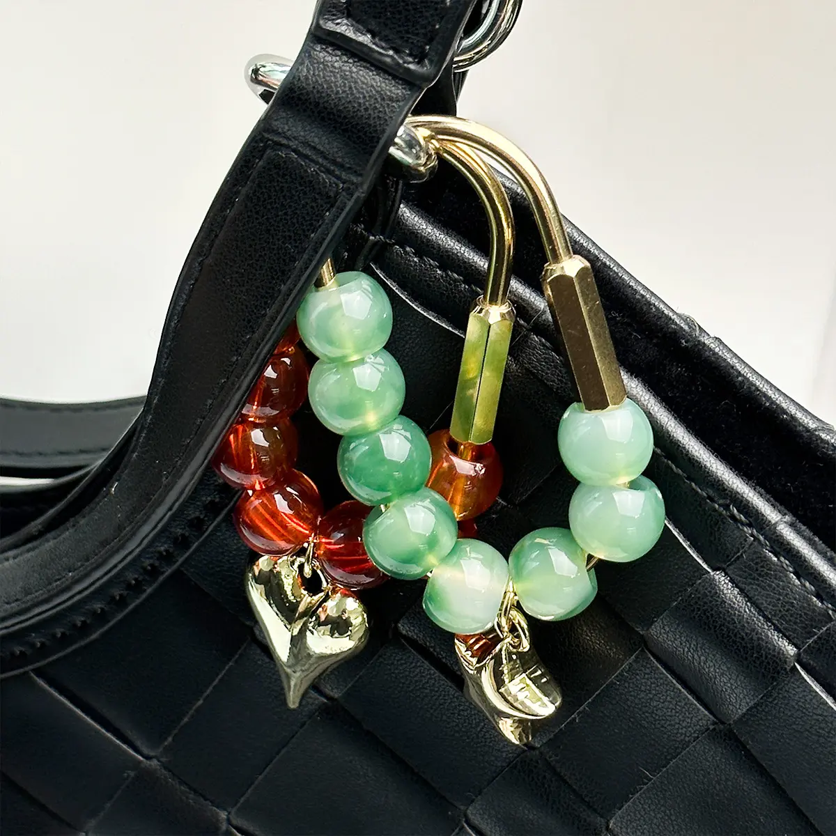 Beaded Keychain Heart And Star Pendant Bag